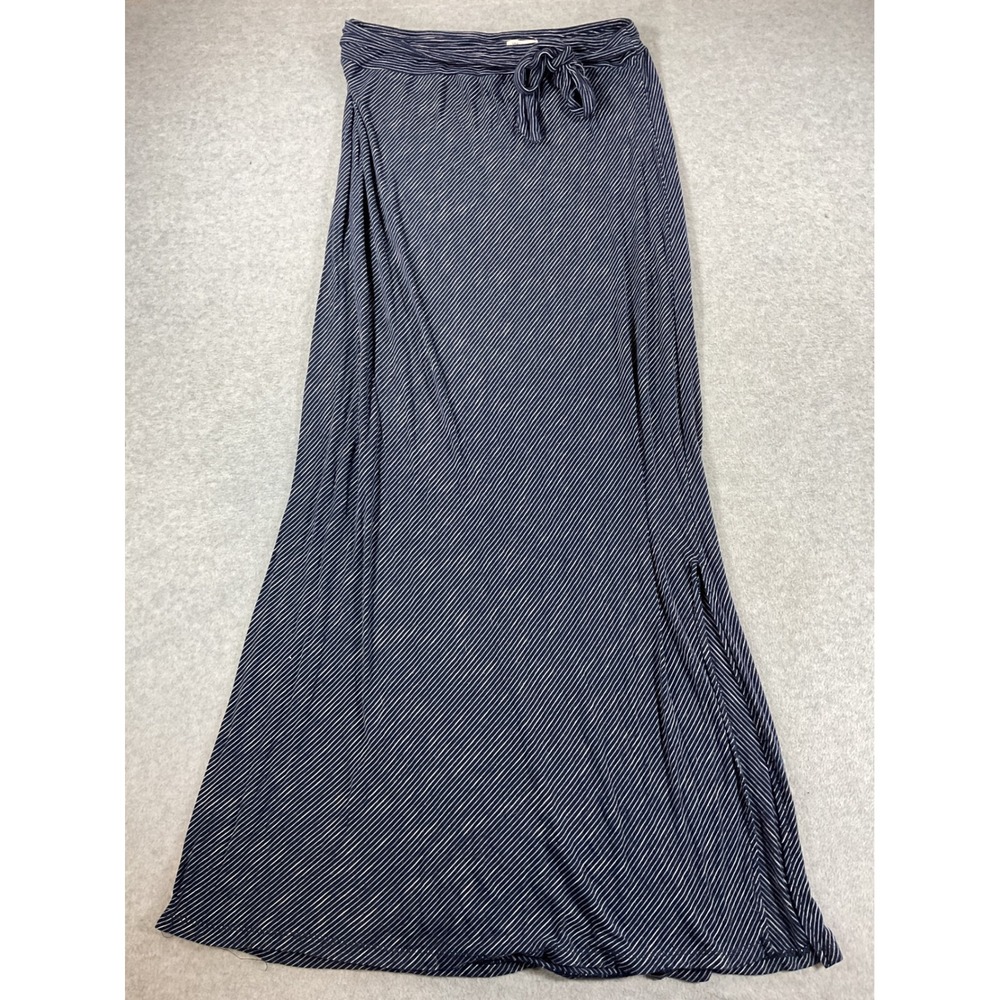 Westport Womens Navy Blue White Striped Maxi Skirt Size M Tie Waist Jersey 2733